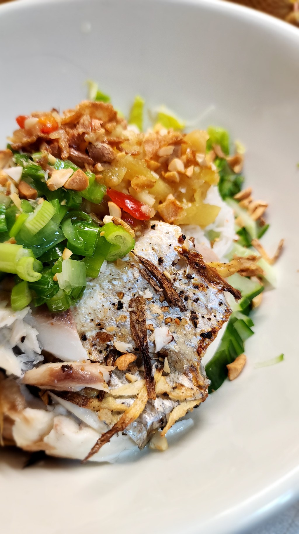 Bún mắm nêm cá nướng – grilled fish with vermicelli and fermented anchovy sauce
